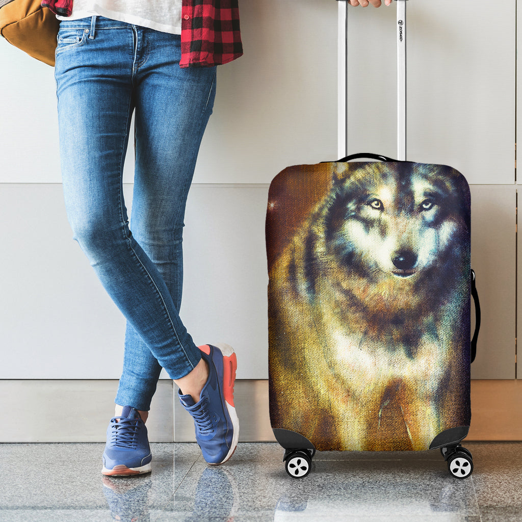 Cosmic Wolf Portrait Print Luggage Cover