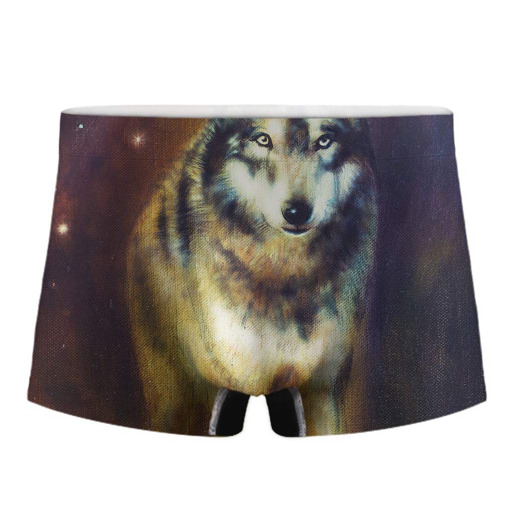 Cosmic Wolf Portrait Print Men's Boxer Briefs