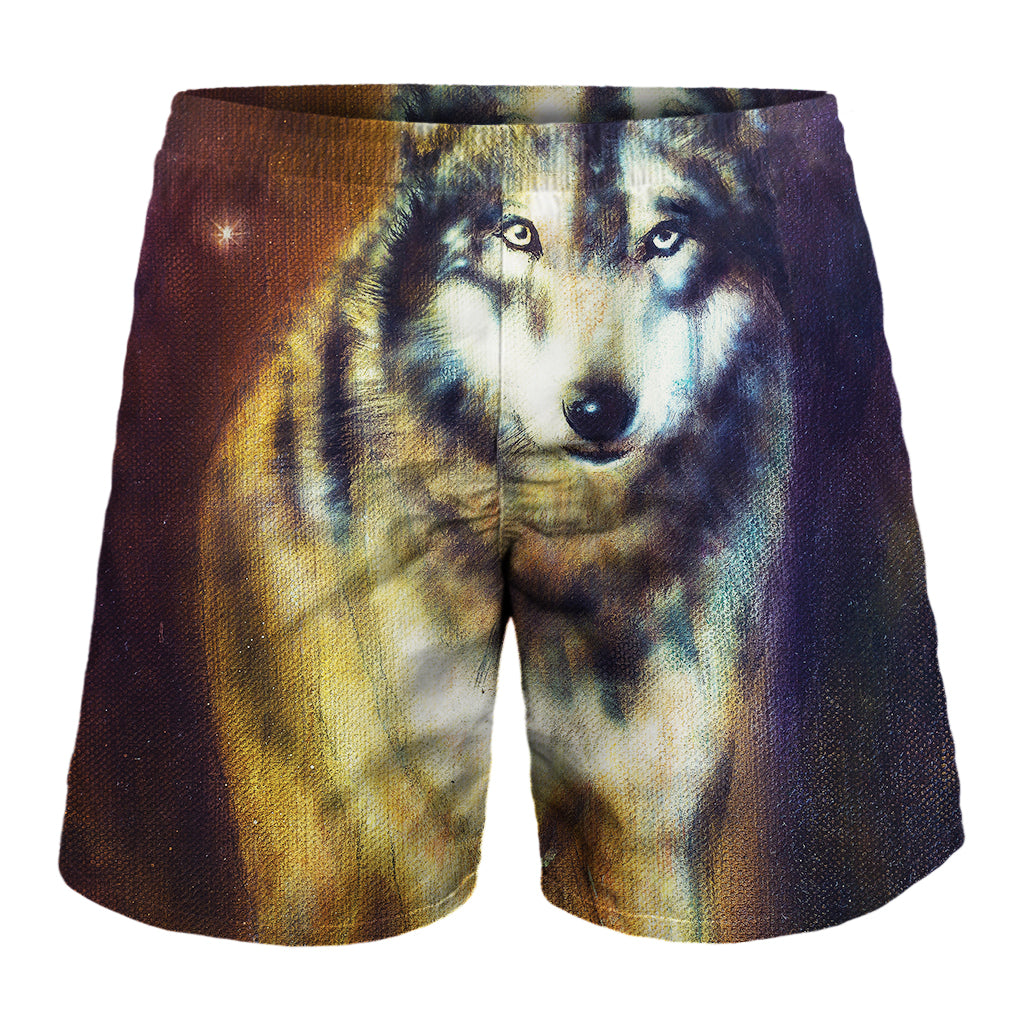 Cosmic Wolf Portrait Print Men's Shorts