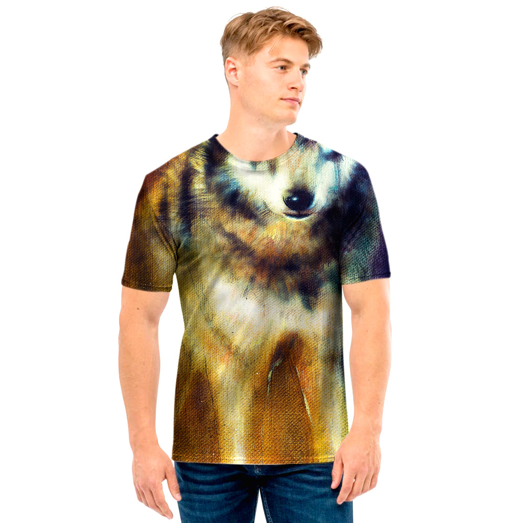 Cosmic Wolf Portrait Print Men's T-Shirt