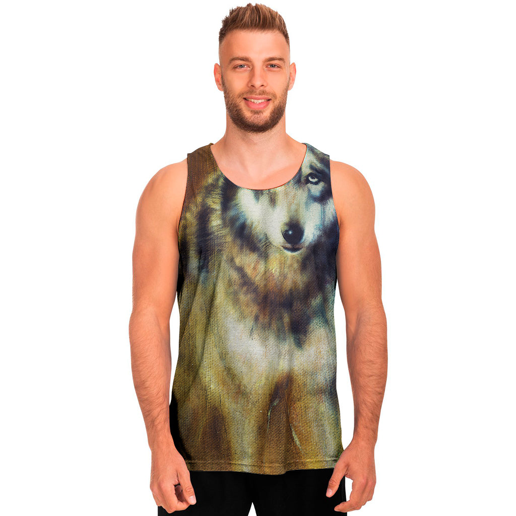 Cosmic Wolf Portrait Print Men's Tank Top