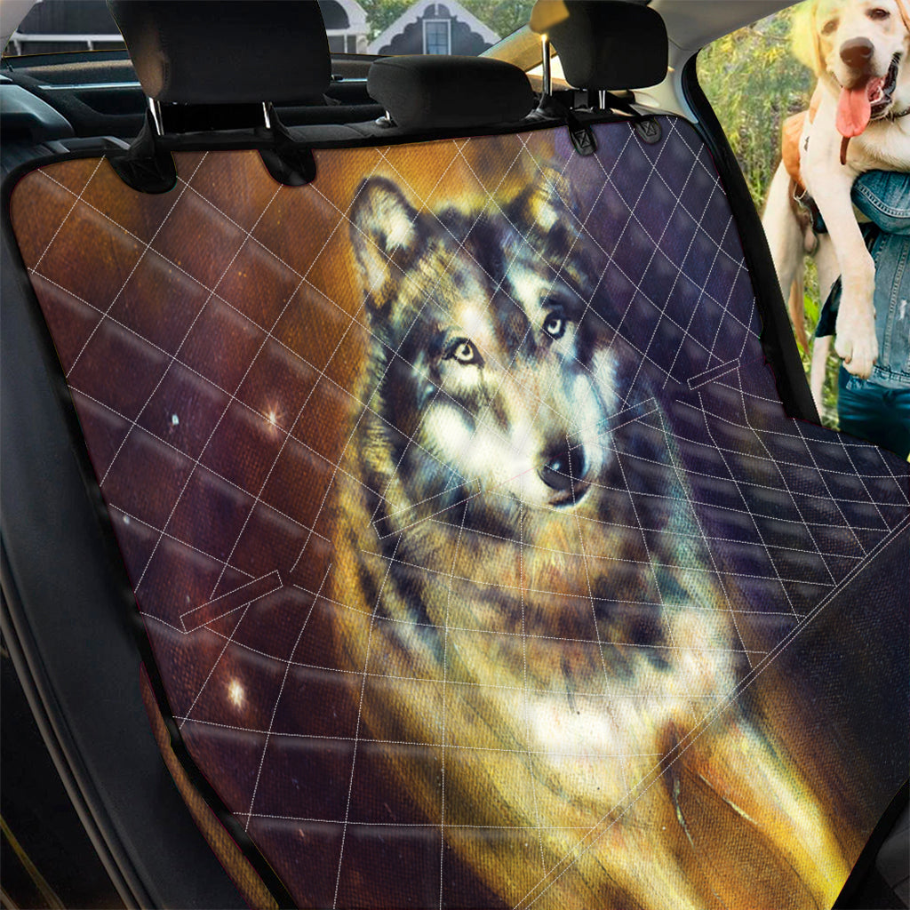 Cosmic Wolf Portrait Print Pet Car Back Seat Cover