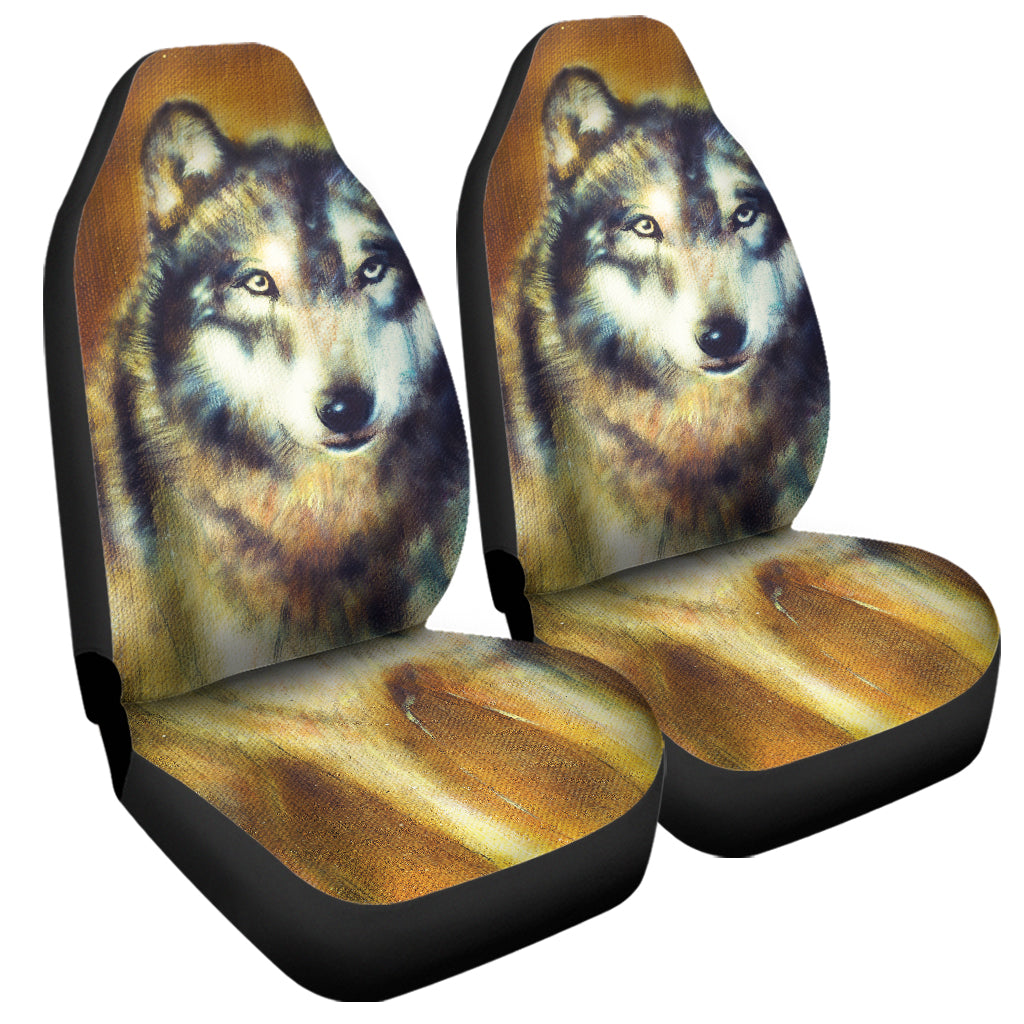 Cosmic Wolf Portrait Print Universal Fit Car Seat Covers