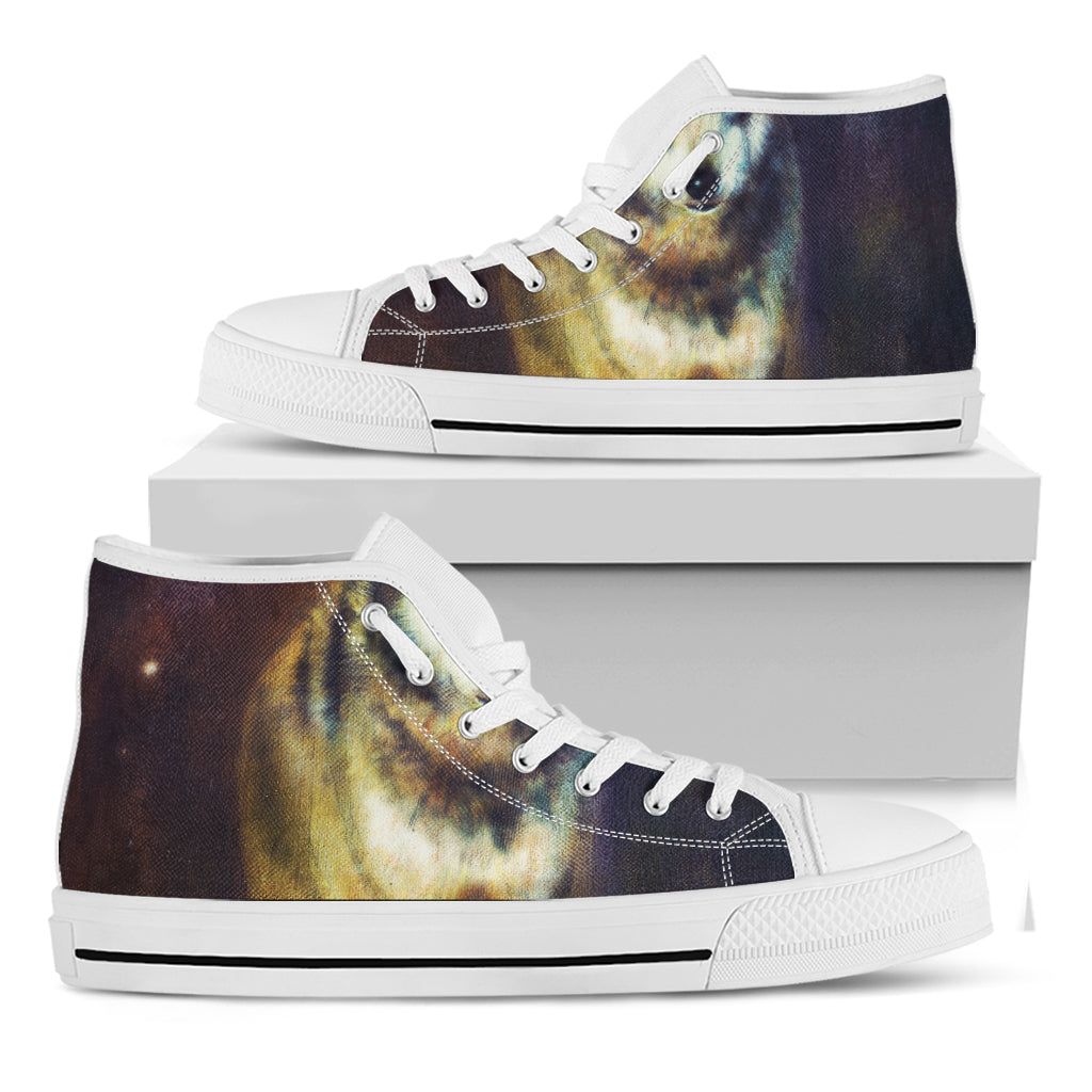 Cosmic Wolf Portrait Print White High Top Shoes