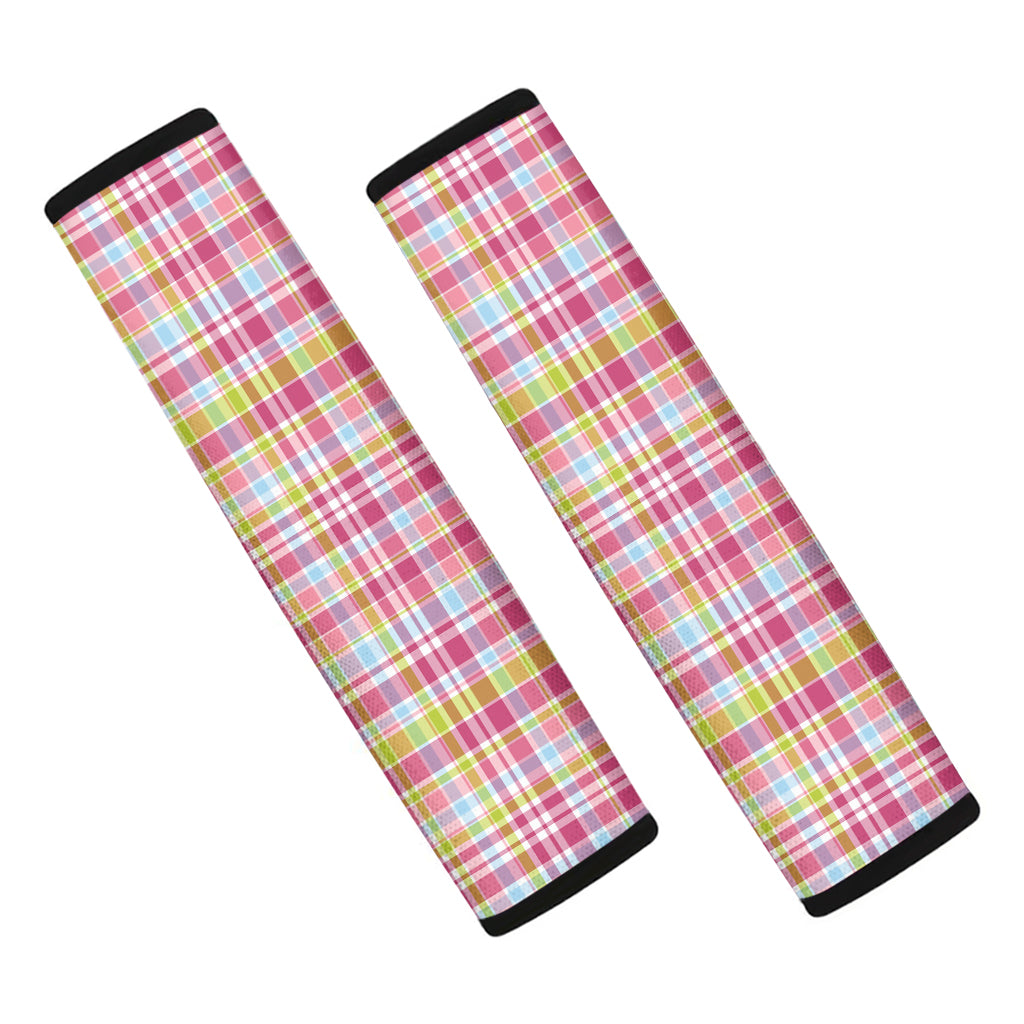 Cotton Candy Pastel Plaid Pattern Print Car Seat Belt Covers