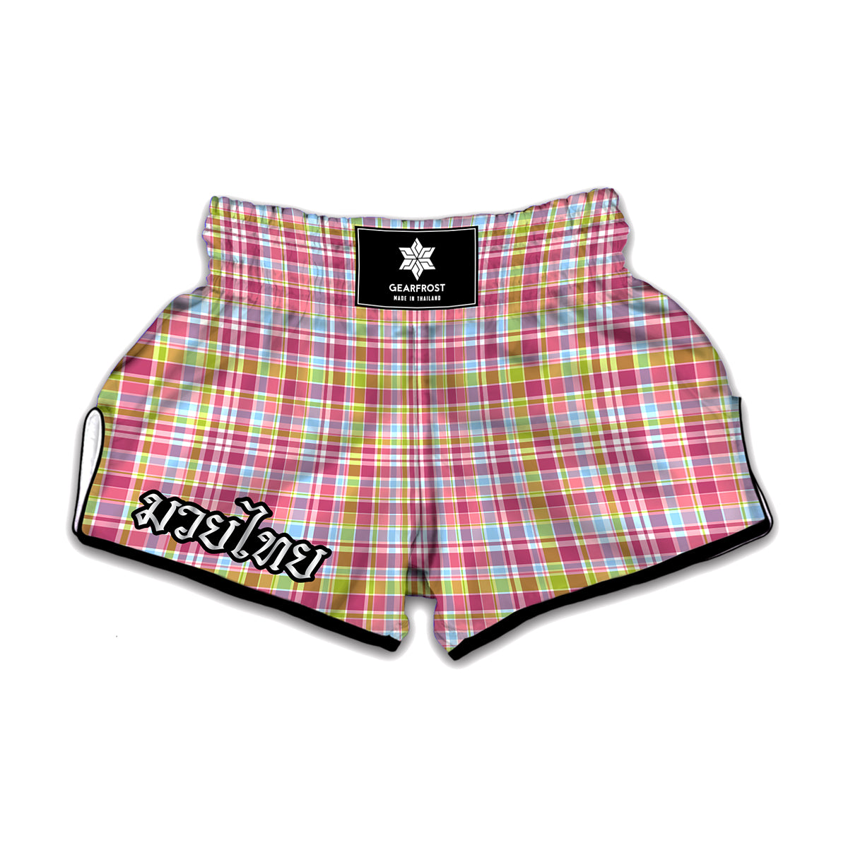 Cotton Candy Pastel Plaid Pattern Print Muay Thai Boxing Shorts