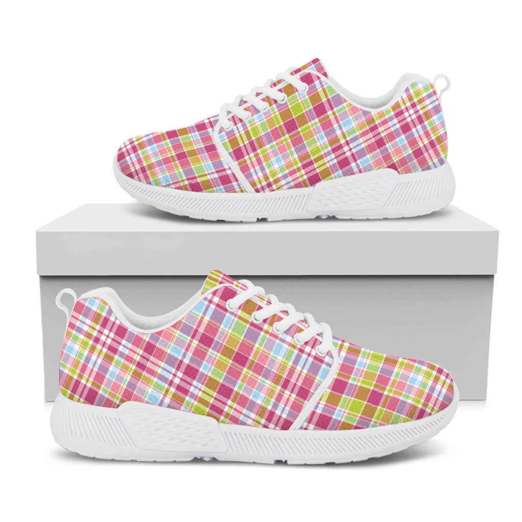 Cotton Candy Pastel Plaid Pattern Print White Athletic Shoes