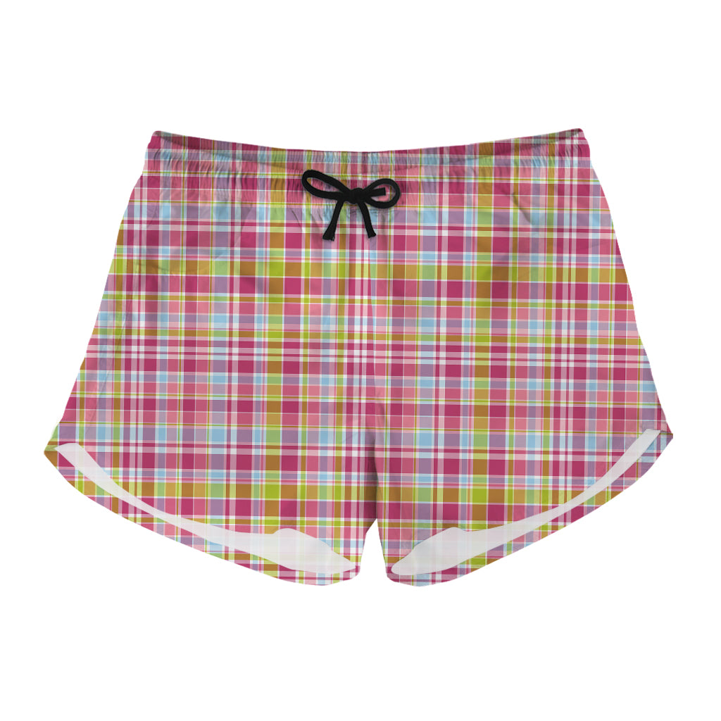 Cotton Candy Pastel Plaid Pattern Print Women's Shorts