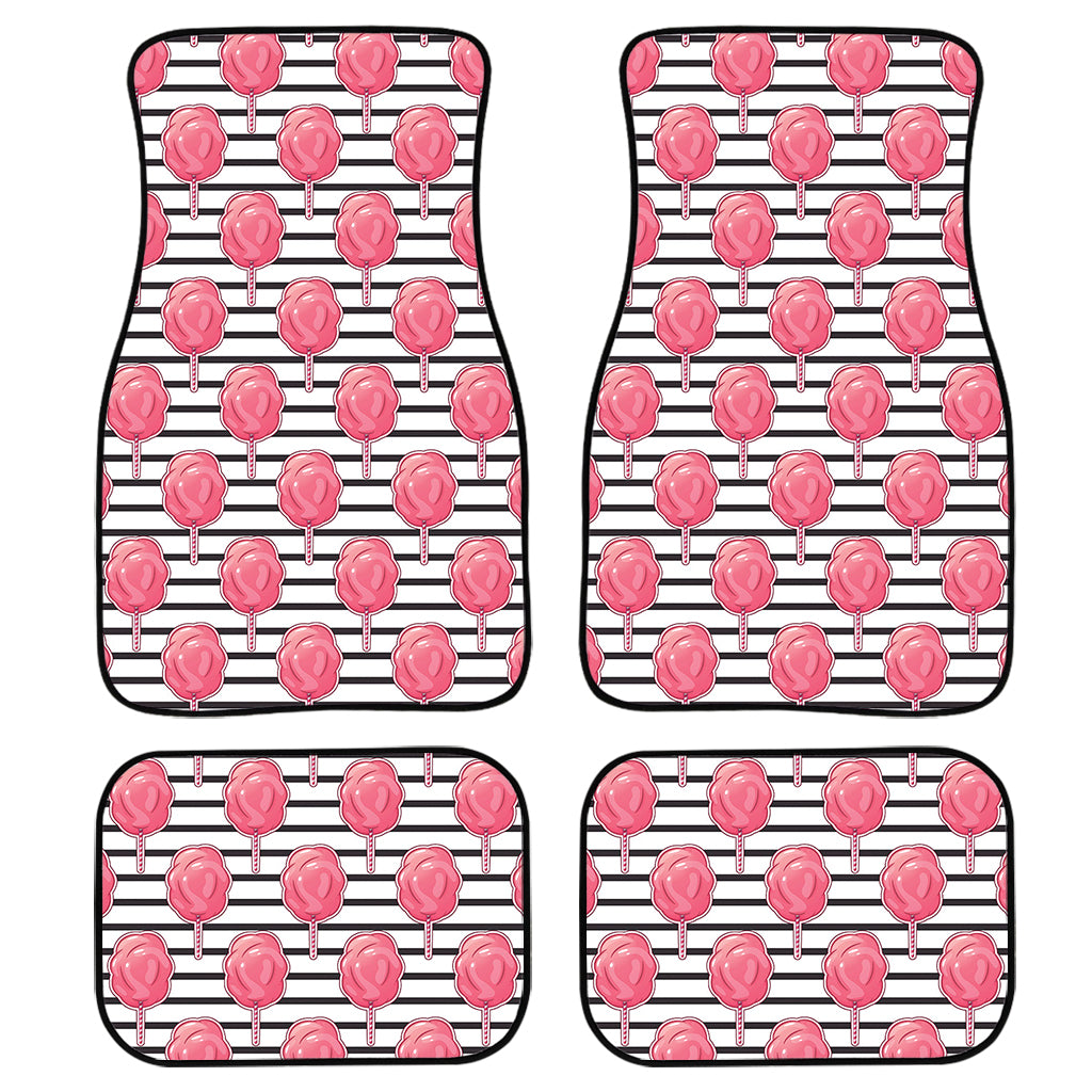 Cotton Candy Striped Pattern Print Front and Back Car Floor Mats