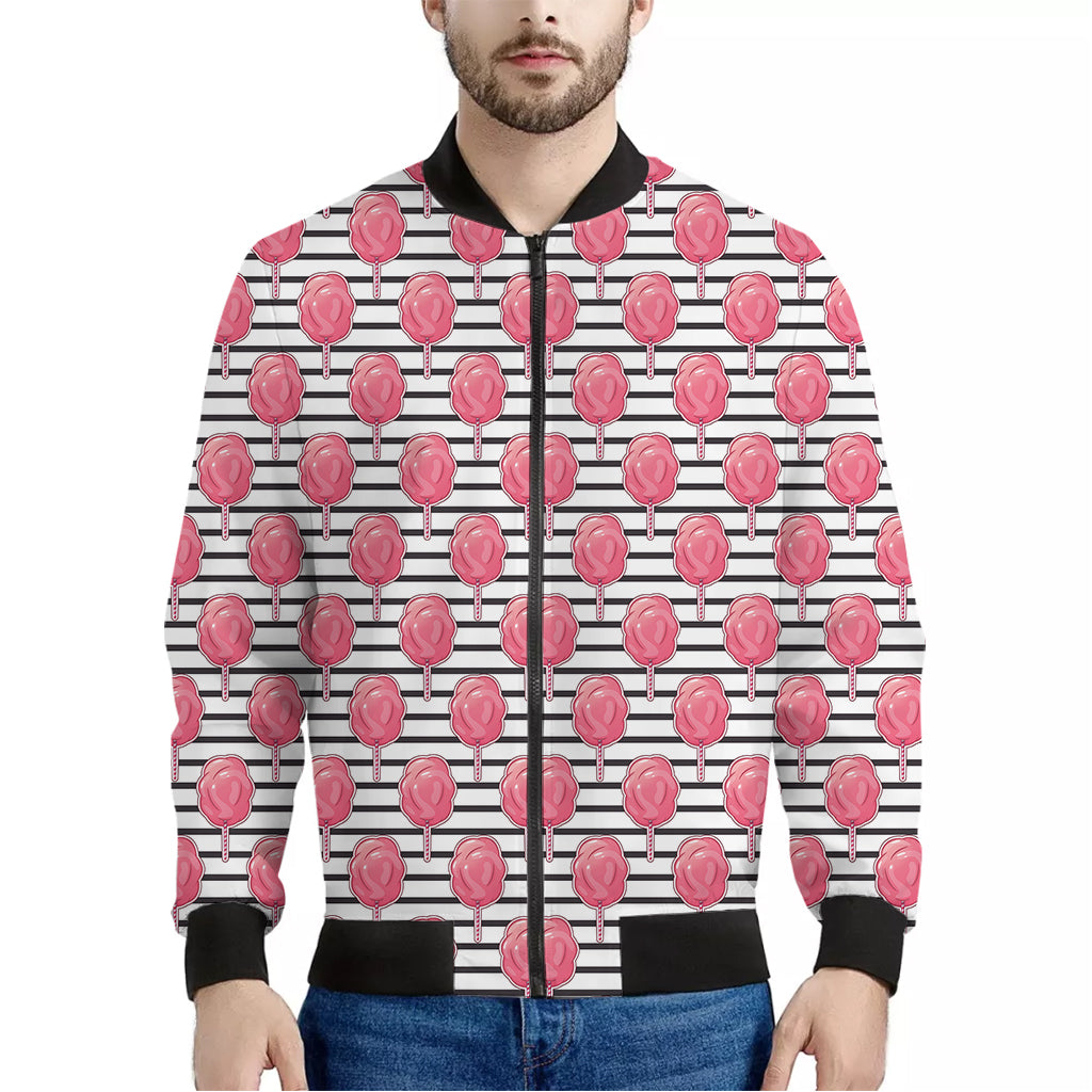 Cotton Candy Striped Pattern Print Men's Bomber Jacket