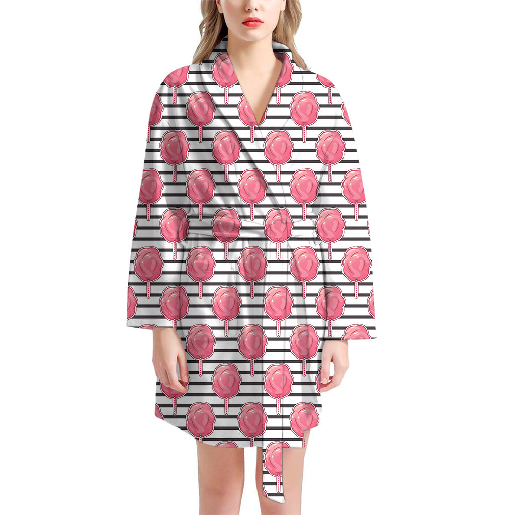 Cotton Candy Striped Pattern Print Women's Bathrobe