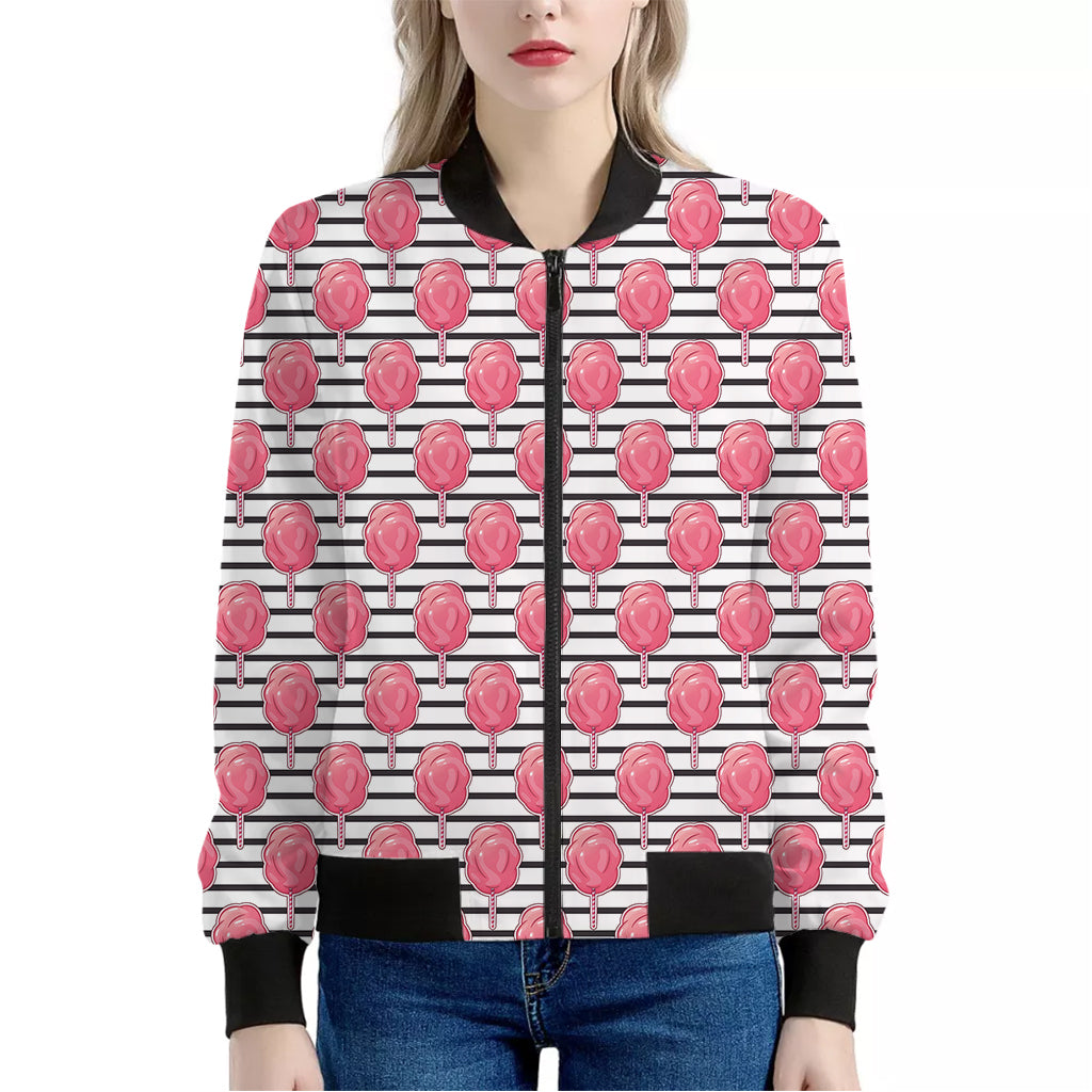 Cotton Candy Striped Pattern Print Women's Bomber Jacket