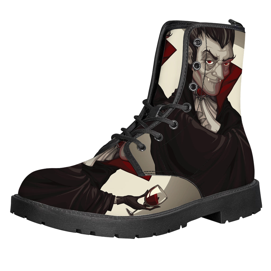 Count Dracula Print Leather Boots