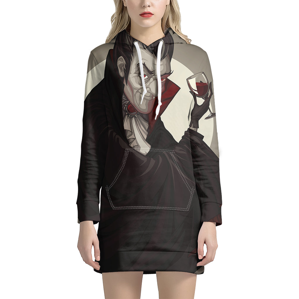 Count Dracula Print Women's Pullover Hoodie Dress