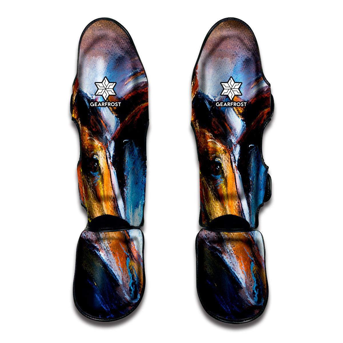 Couple Horses Painting Print Muay Thai Shin Guards