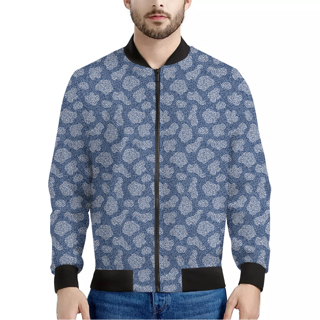 Cow Denim Jeans Pattern Print Men's Bomber Jacket