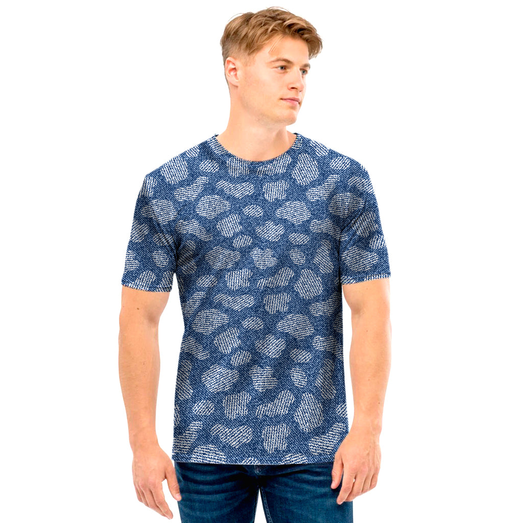 Cow Denim Jeans Pattern Print Men's T-Shirt