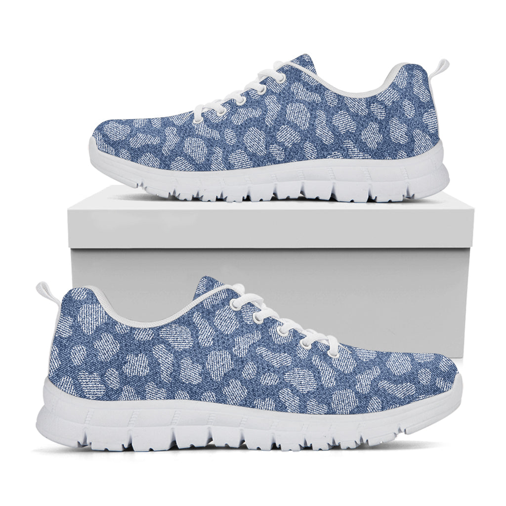 Cow Denim Jeans Pattern Print White Sneakers