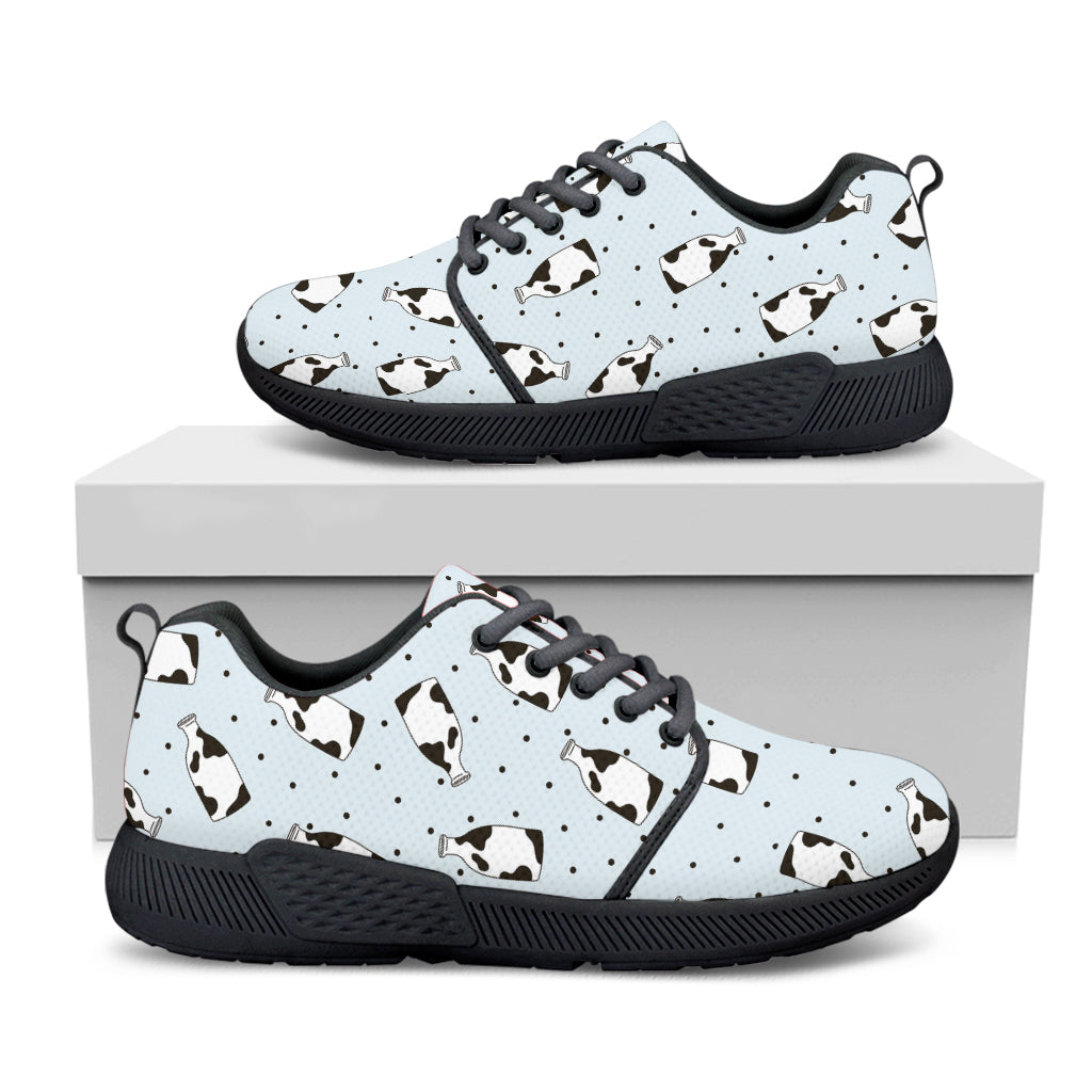 Cow Milk Bottle Pattern Print Black Athletic Shoes