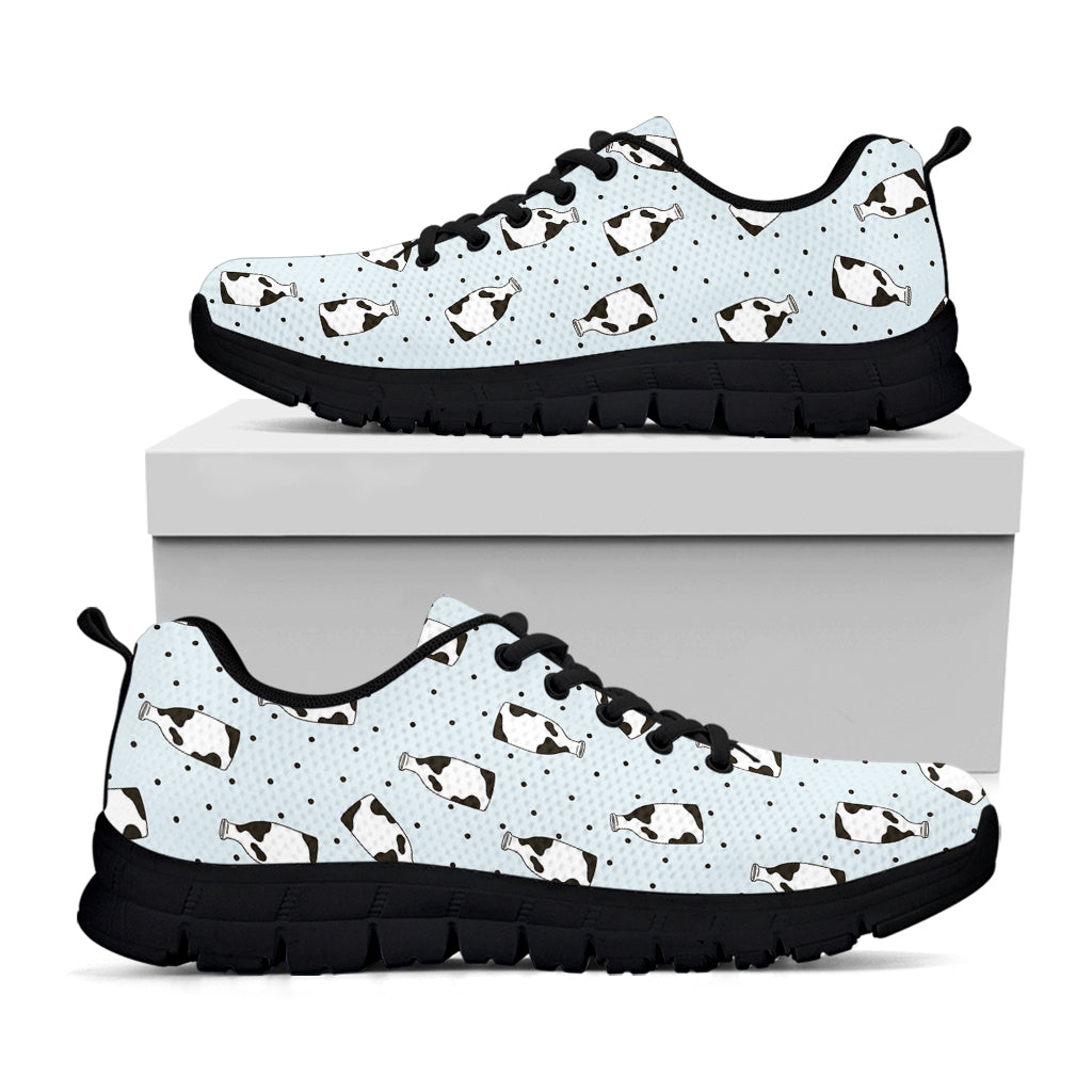 Cow Milk Bottle Pattern Print Black Sneakers