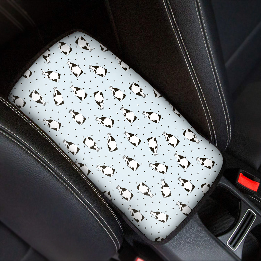 Cow Milk Bottle Pattern Print Car Center Console Cover