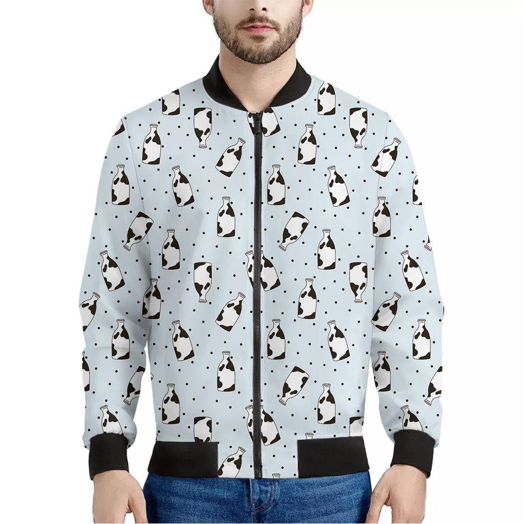 Cow Milk Bottle Pattern Print Men's Bomber Jacket