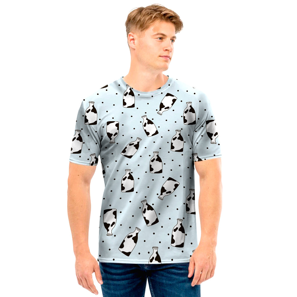 Cow Milk Bottle Pattern Print Men's T-Shirt