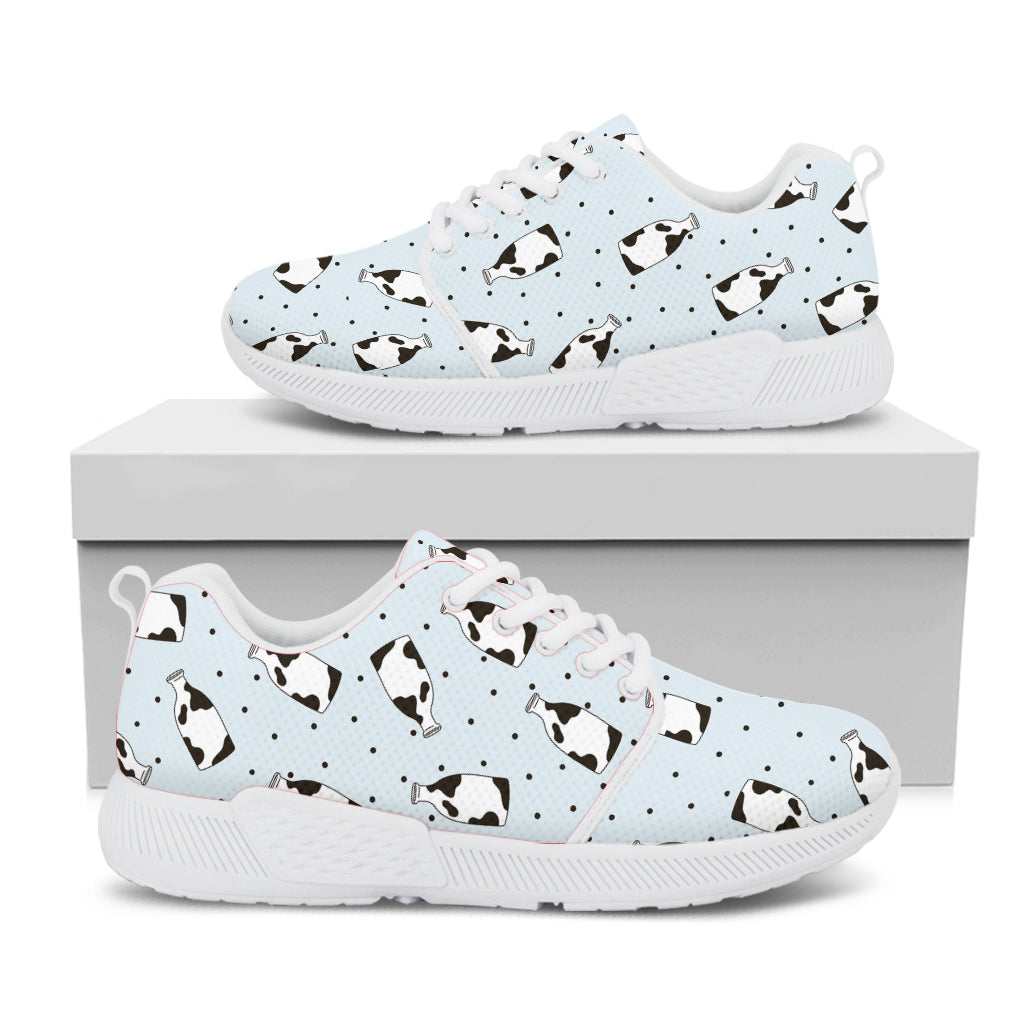 Cow Milk Bottle Pattern Print White Athletic Shoes