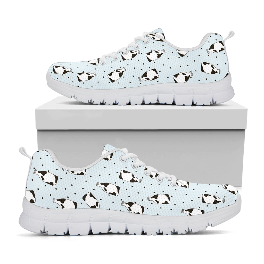 Cow Milk Bottle Pattern Print White Sneakers