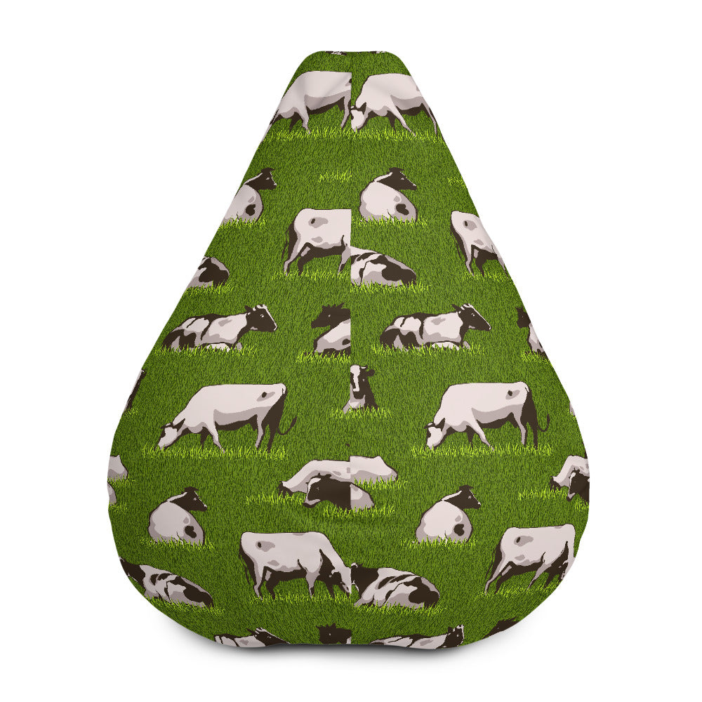 Cow On Green Grass Pattern Print Bean Bag Cover