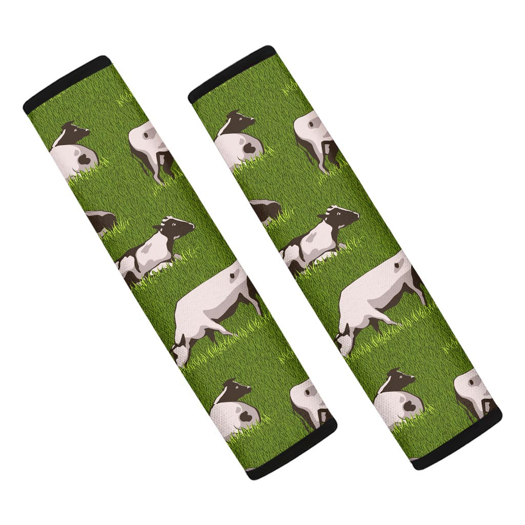 Cow On Green Grass Pattern Print Car Seat Belt Covers