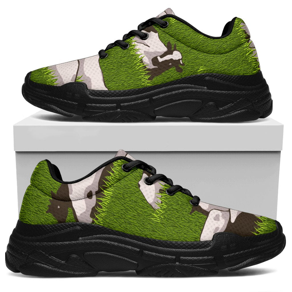 Cow On Green Grass Pattern Print Chunky Sneakers