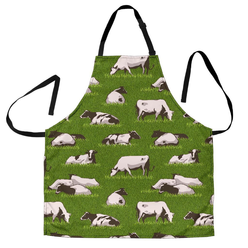 Cow On Green Grass Pattern Print Men's Apron