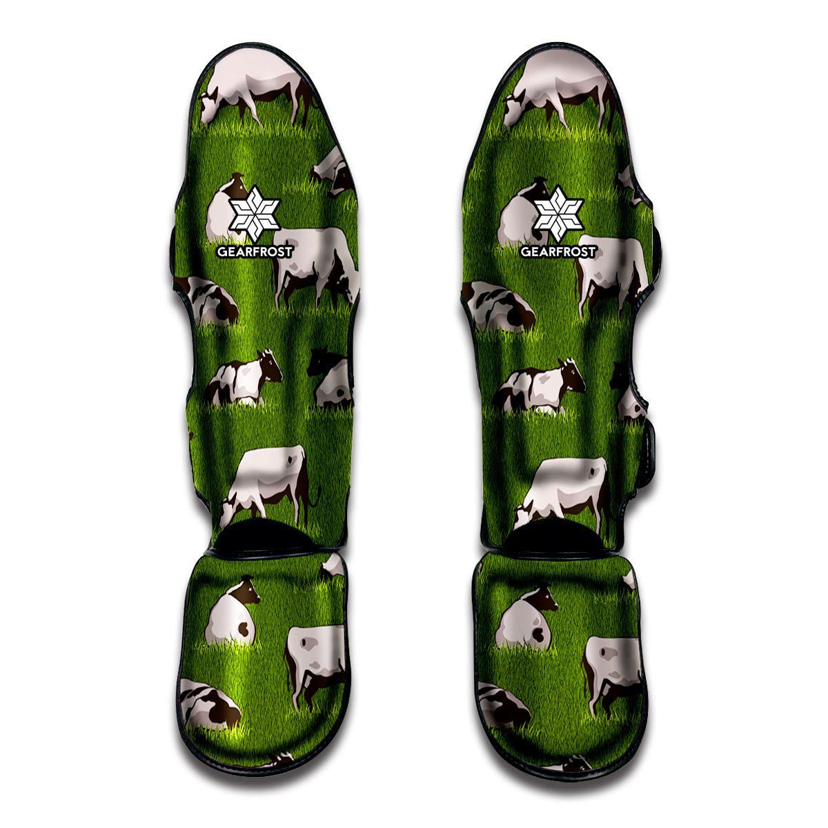 Cow On Green Grass Pattern Print Muay Thai Shin Guards