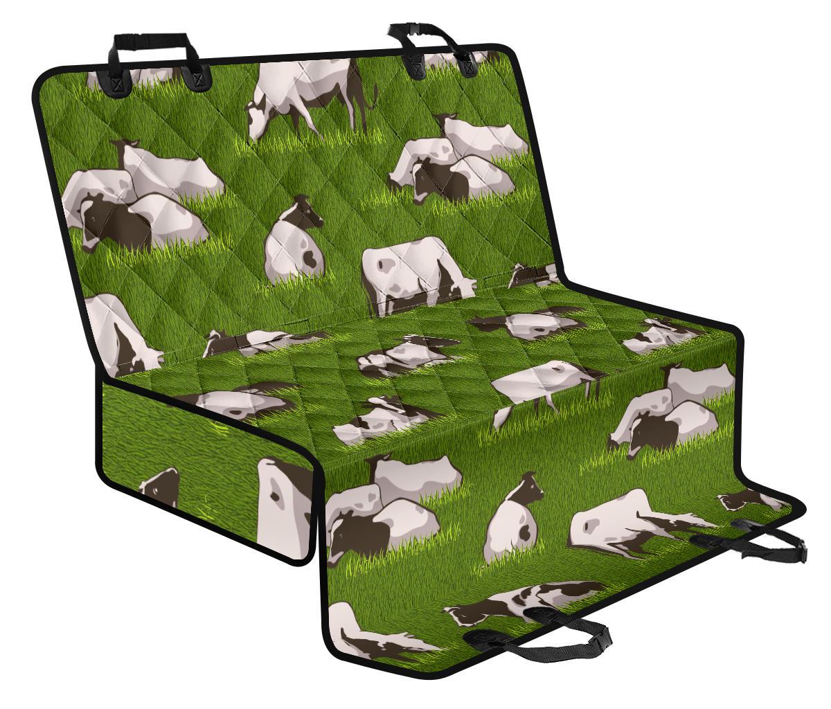 Cow On Green Grass Pattern Print Pet Car Back Seat Cover