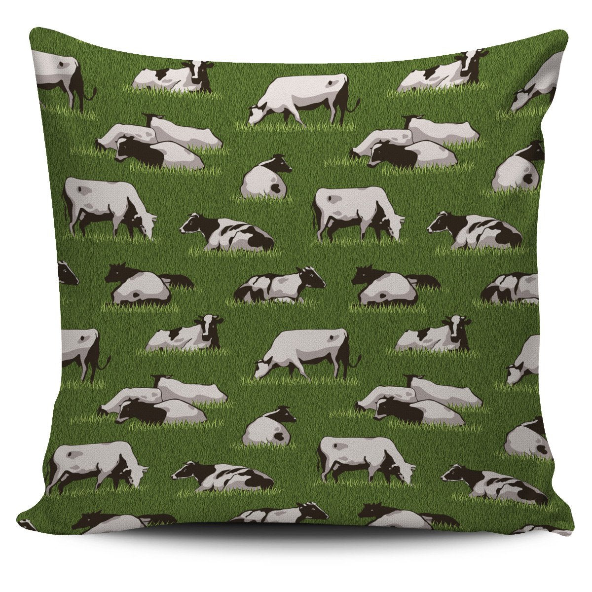 Cow On Green Grass Pattern Print Pillow Cover