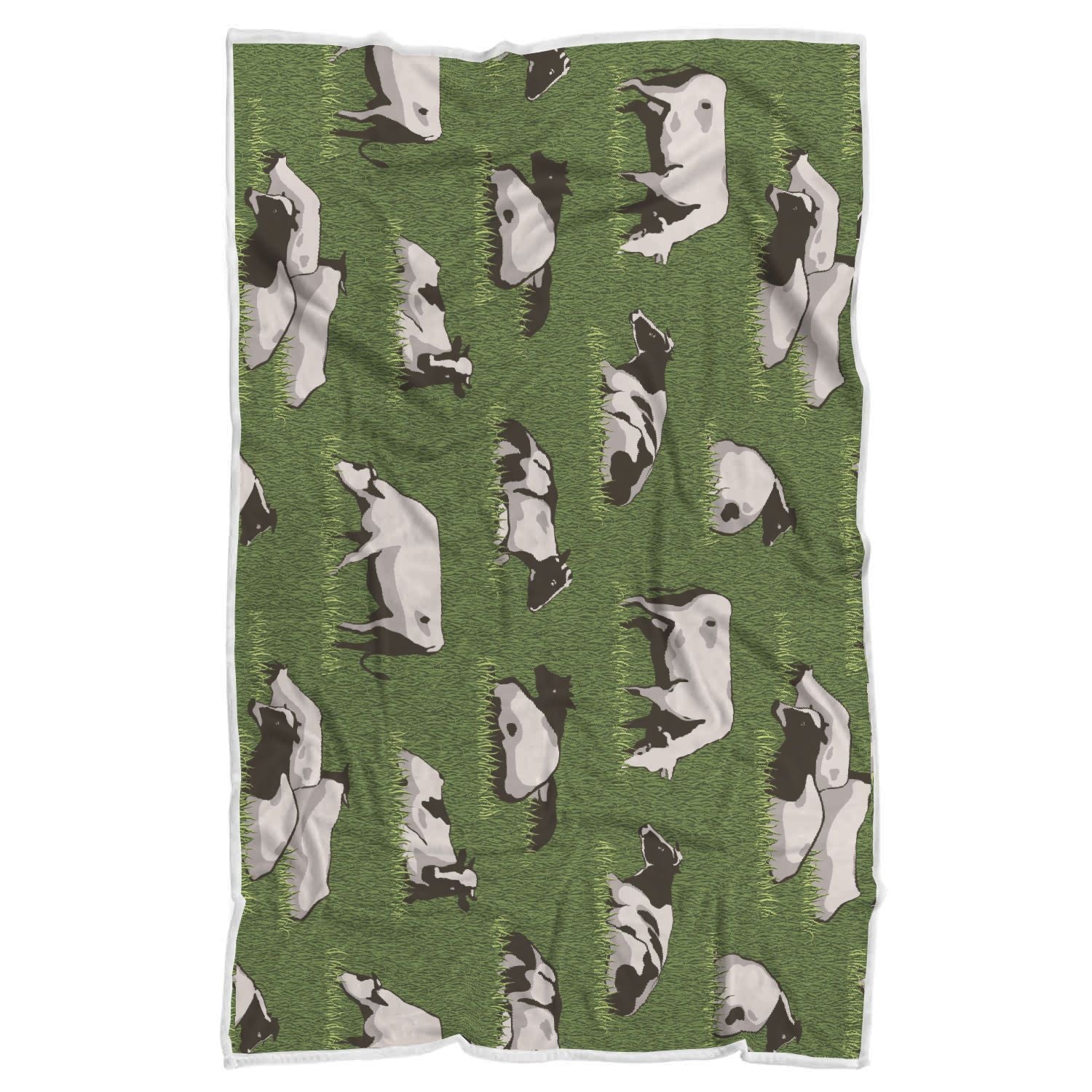 Cow On Green Grass Pattern Print Sherpa Blanket