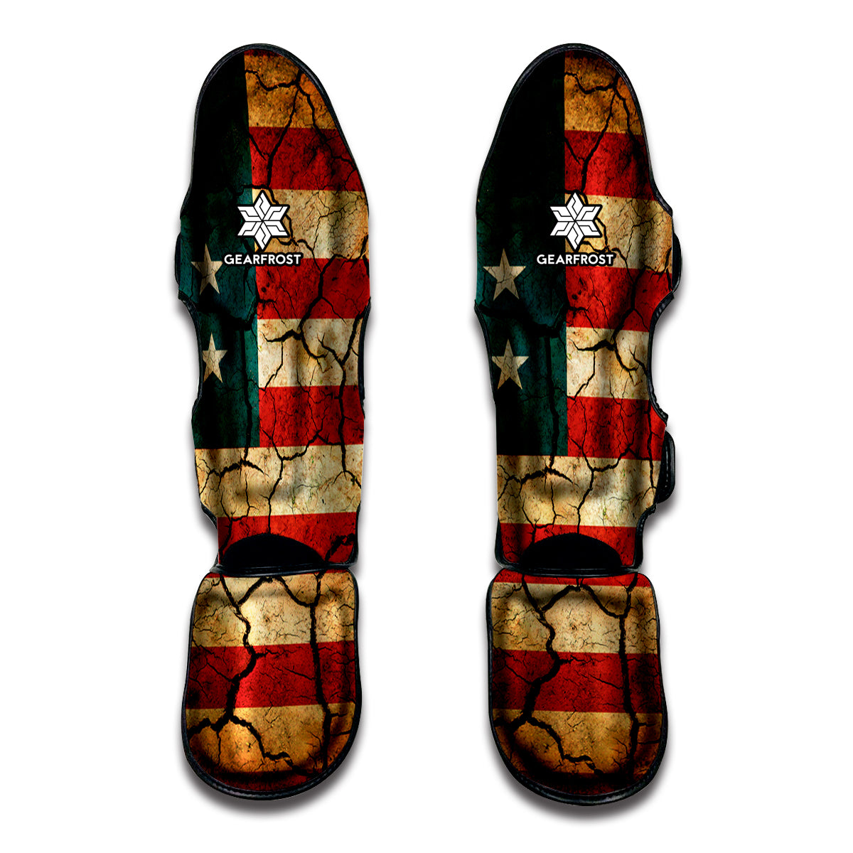 Cracked American Flag Print Muay Thai Shin Guards