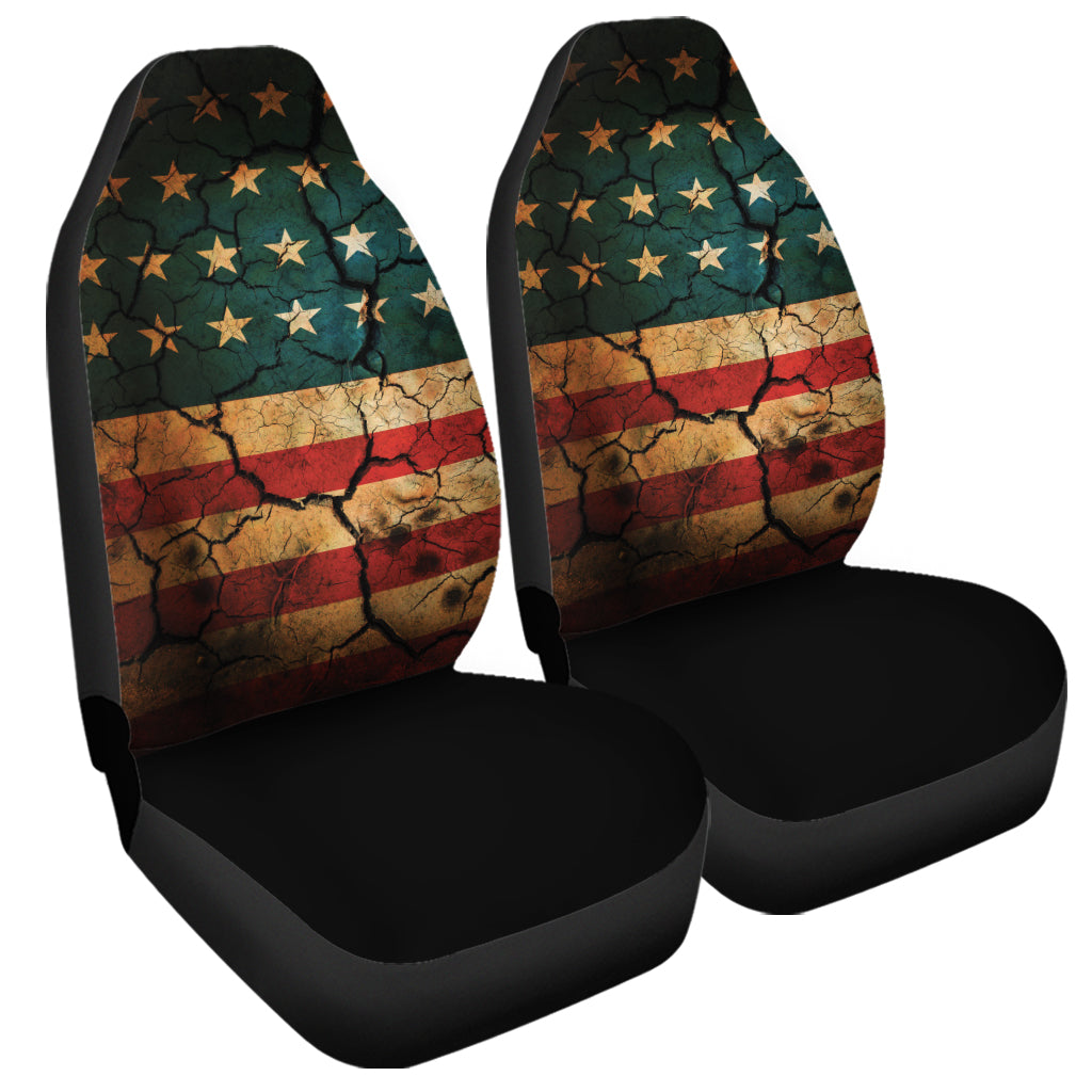 Cracked American Flag Print Universal Fit Car Seat Covers