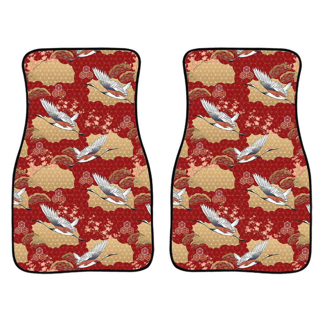 Crane Bird Kimono Pattern Print Front Car Floor Mats