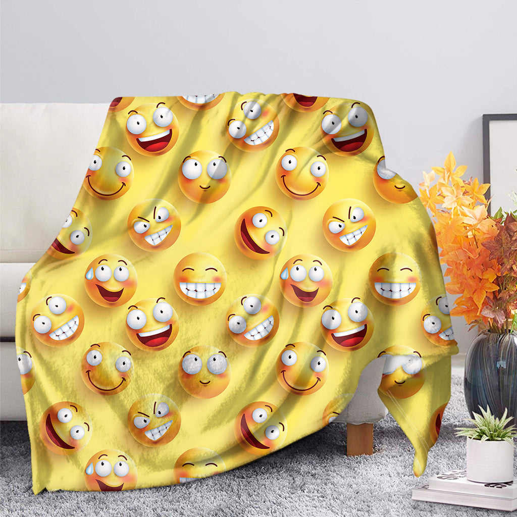 Crazy Emoji Pattern Print Blanket