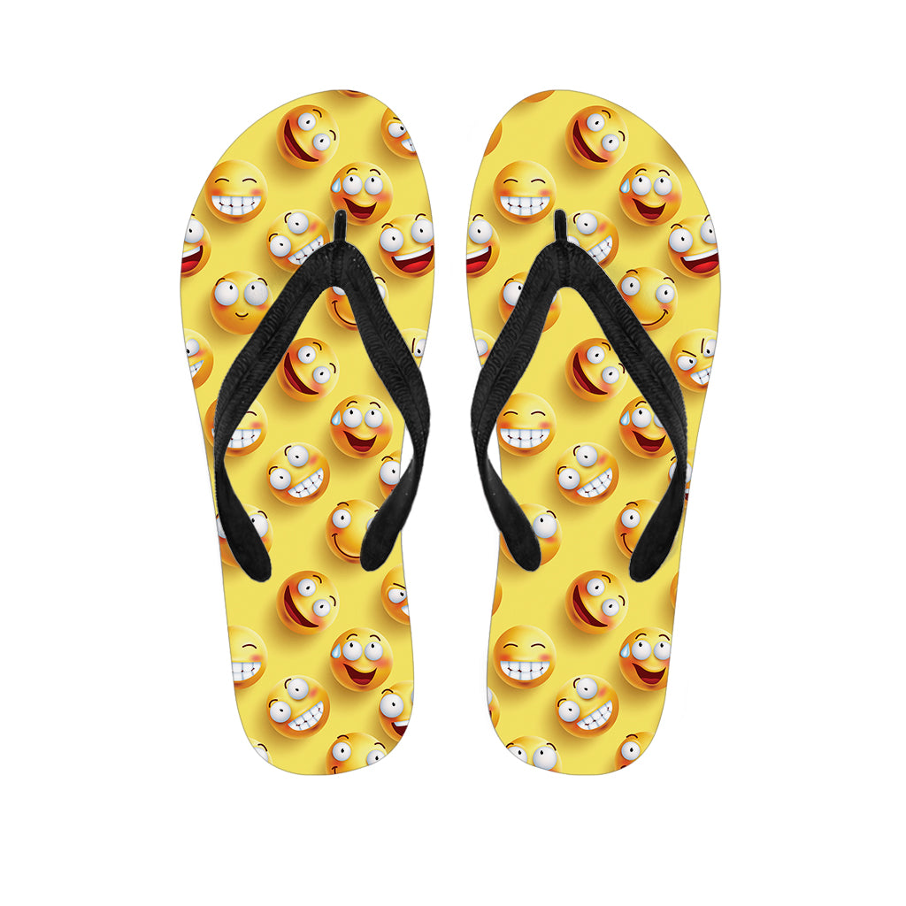 Crazy Emoji Pattern Print Flip Flops