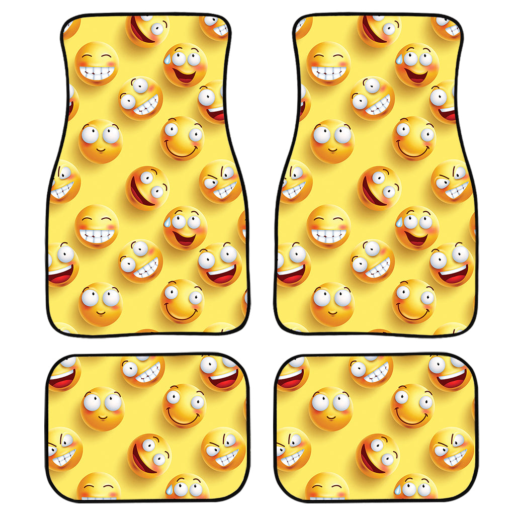 Crazy Emoji Pattern Print Front and Back Car Floor Mats