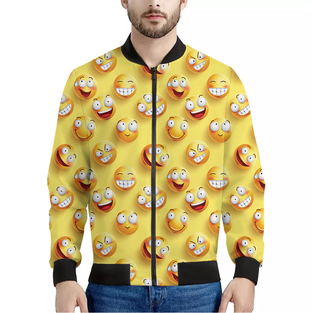 Crazy Emoji Pattern Print Men's Bomber Jacket