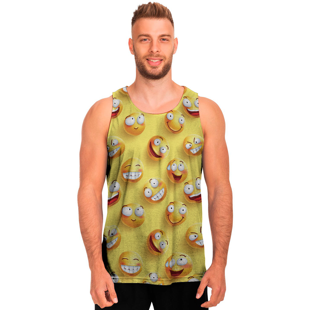 Crazy Emoji Pattern Print Men's Tank Top