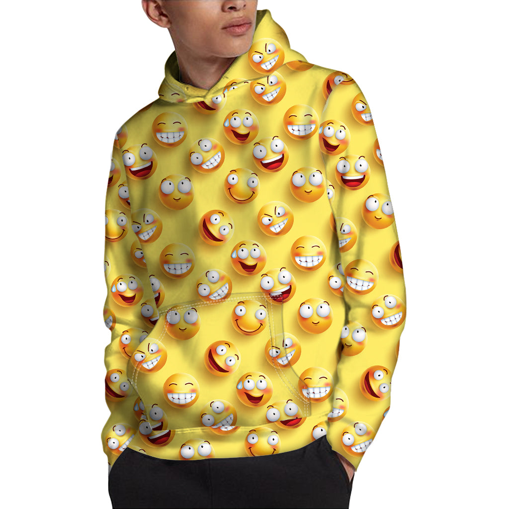 Crazy Emoji Pattern Print Pullover Hoodie