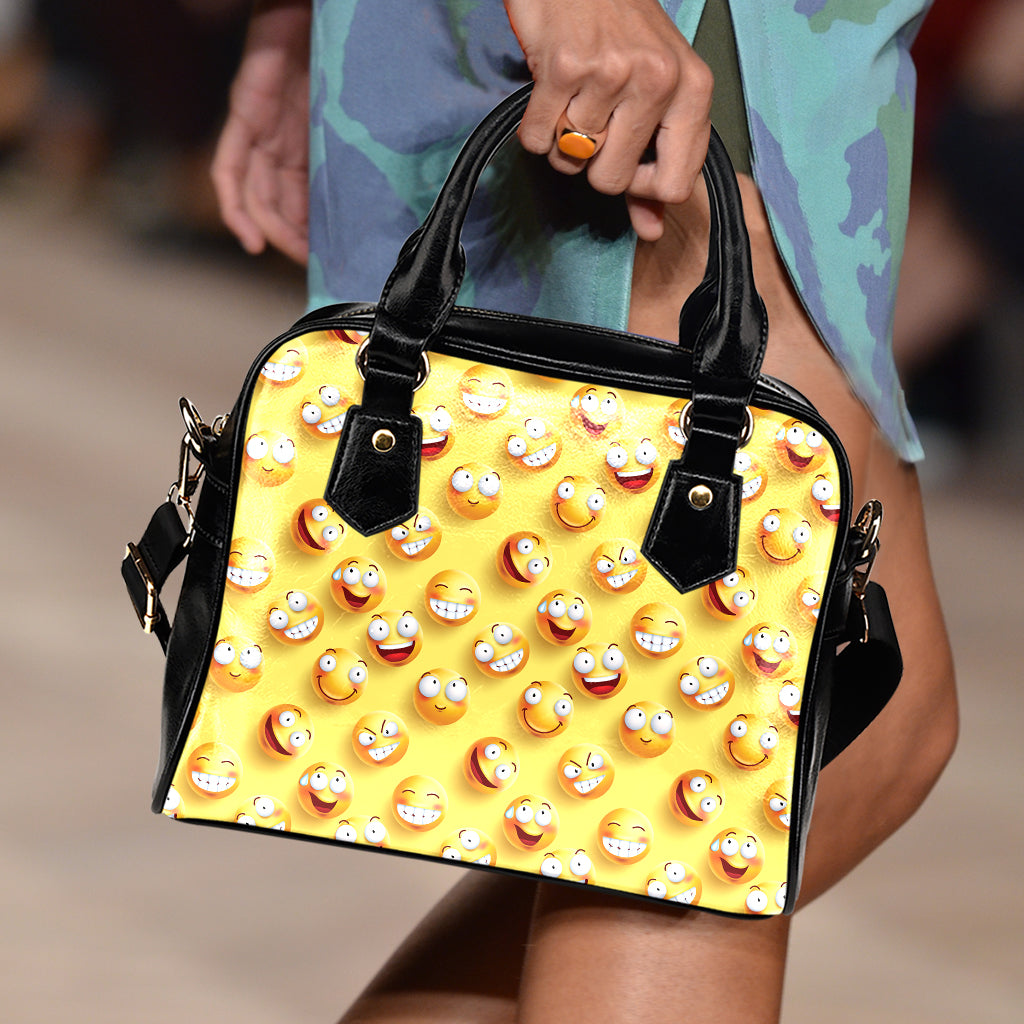 Crazy Emoji Pattern Print Shoulder Handbag