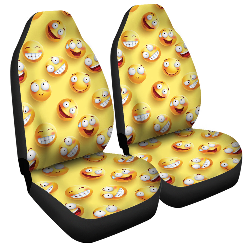 Crazy Emoji Pattern Print Universal Fit Car Seat Covers