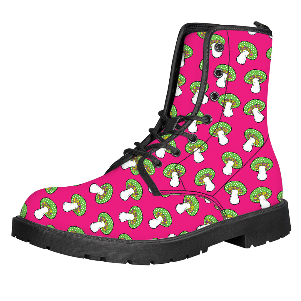 Crazy Mushroom Pattern Print Leather Boots