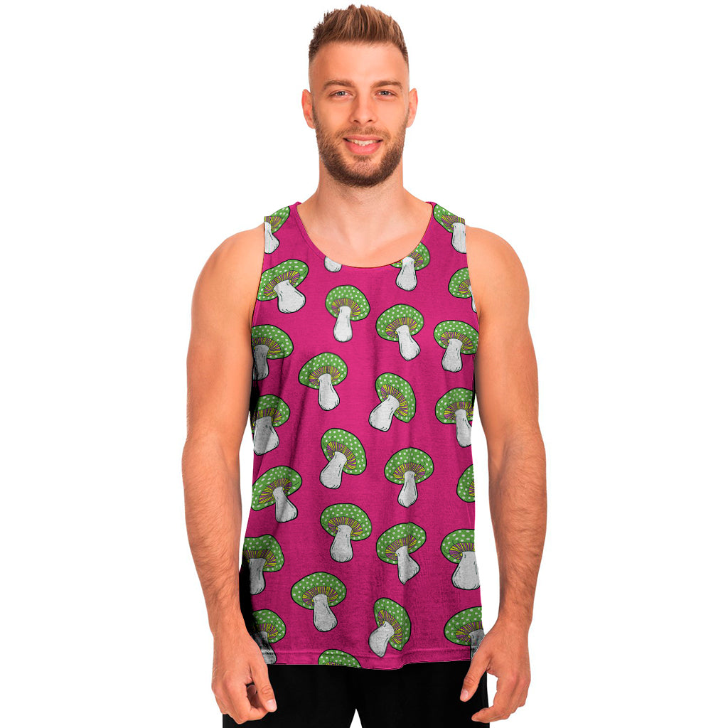 Crazy Mushroom Pattern Print Men's Tank Top